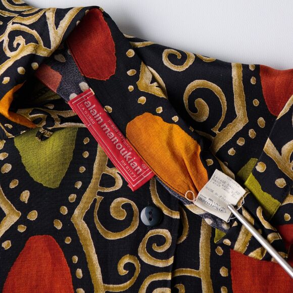 Vtg Alain Manoukian Boho Tribal Button Shirt Blouse 90s Indie maximalist Size 8 - Picture 6 of 10
